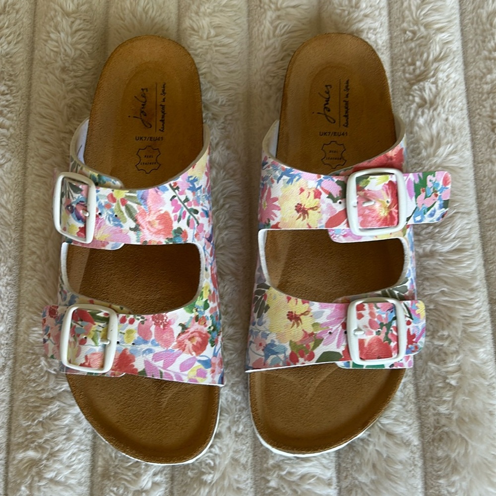 Joules - Floral Sandals - Pink and White